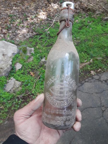 Chas.H.Bevers Hastings NY glass bottle with ceramic lid&hellip;