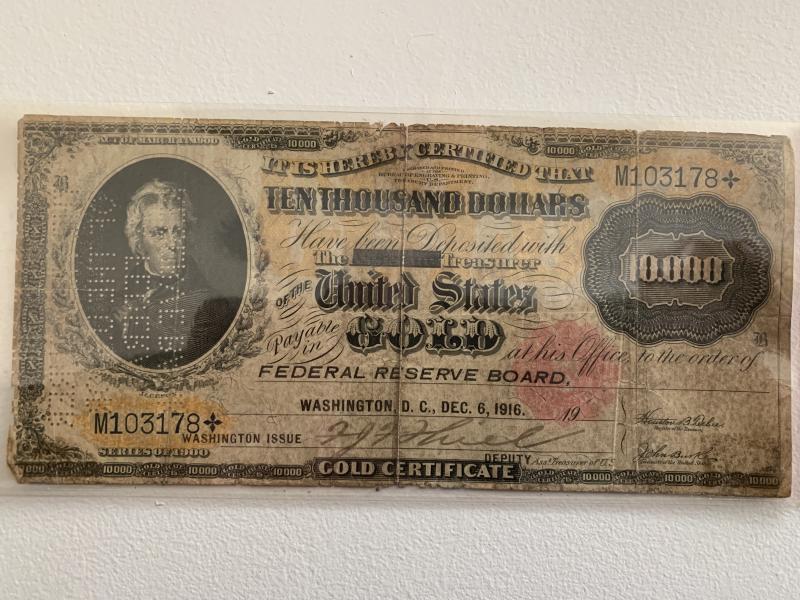 10,000 gold certificate