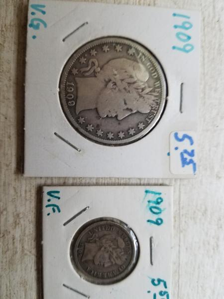 1909 half dollar and dime
