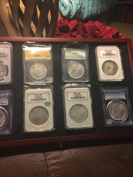Tray of 8 Morgan’s MS64/65