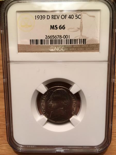 1939 D Rev of 40 5C NGC MS 66.