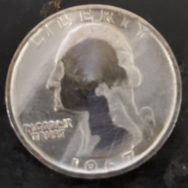1967 US quarter shadow on G.W. face, solid&hellip;
