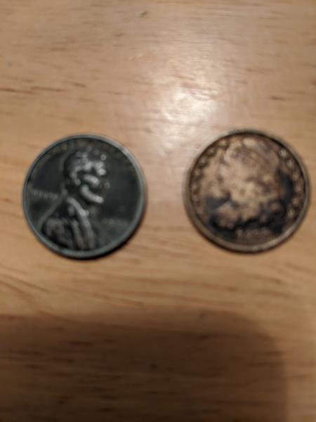 1943 steel penny 1835 gold liberty dime