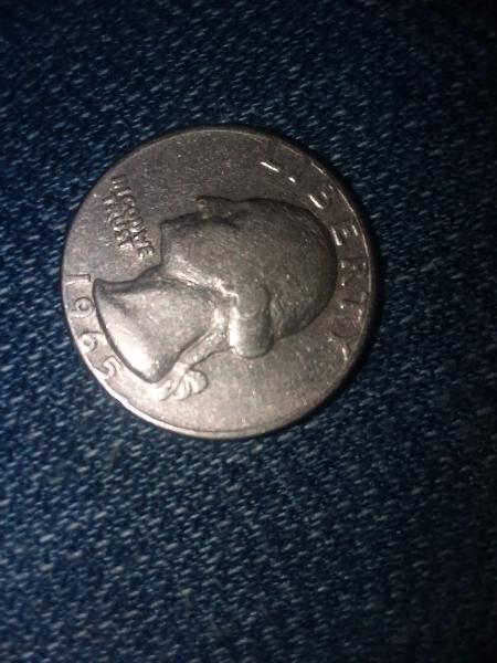 1965 quarter with errors, no mintmark
