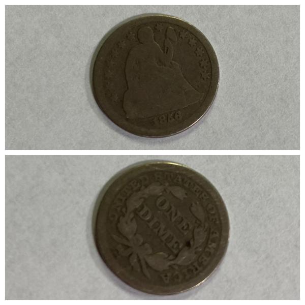 1856 dime in fairly good condition