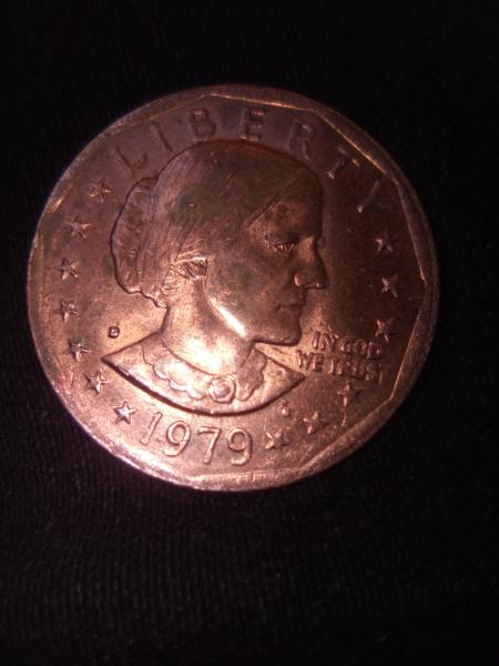 1979 Susan b Anthony dollar coin face side…