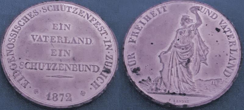 Rare 1872 Zurich, Switzerland Rifle Festival Medal 1732a&hellip;