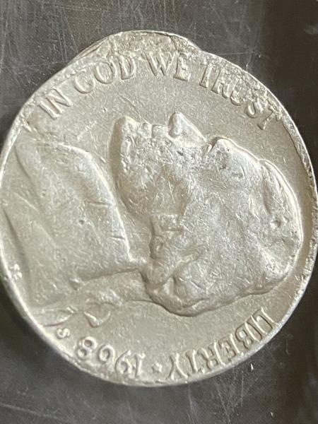 1968 S JeffEmerson nickel with clipped planchette that…