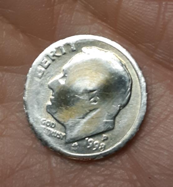 1998 Roosevelt p dime with multiple errors.