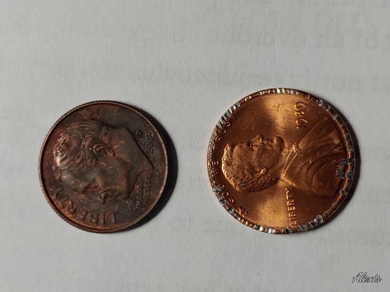 2005 dime die /1989 penny rim strikes