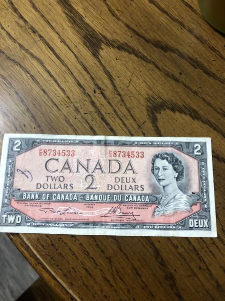1954 Canadian two dollar bill