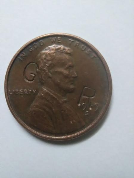 1969 S Lincoln penny with initials G R&hellip;