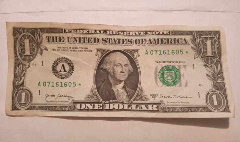 2017 A $1 Federal Reserve star note