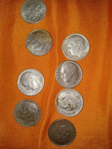 Dimes different dates and some rainbow color