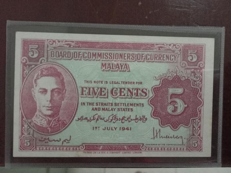 1941 Malaya 5 cents note. The back of&hellip;