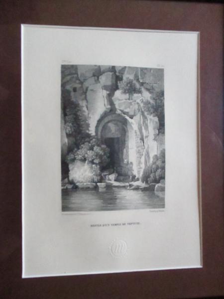 Framed French chalcography : etching by Fortier ,&hellip;
