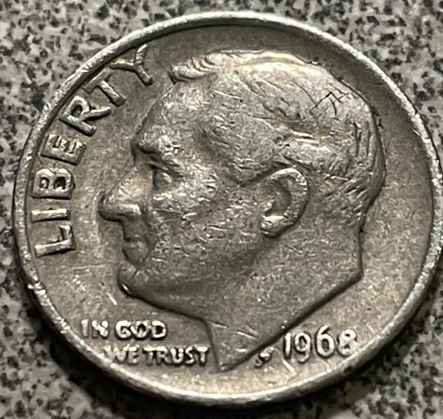 1968 dime no mint mark