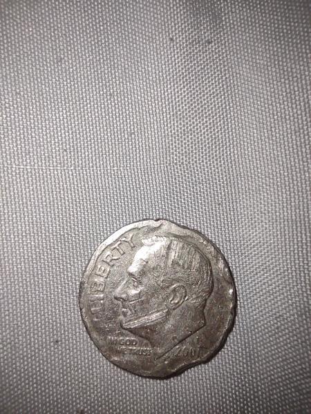 2001 P Roosevelt dime on reverse side of…