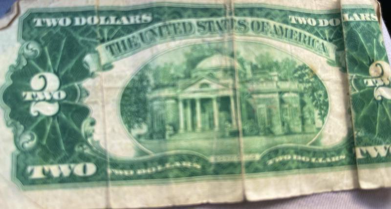 Rare red stamped 2.00 bill A serial number