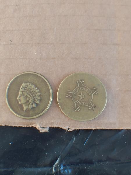 Civil war indian head store token wright and…
