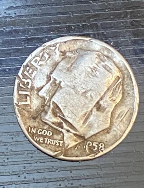 1958 dime curious if this is man made&hellip;