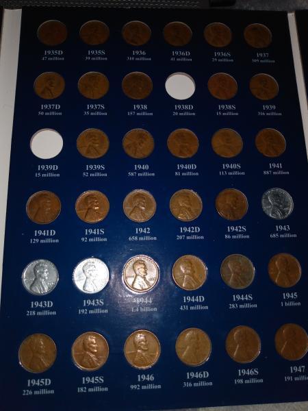 Almost complete set of wheat cents 1909 to…