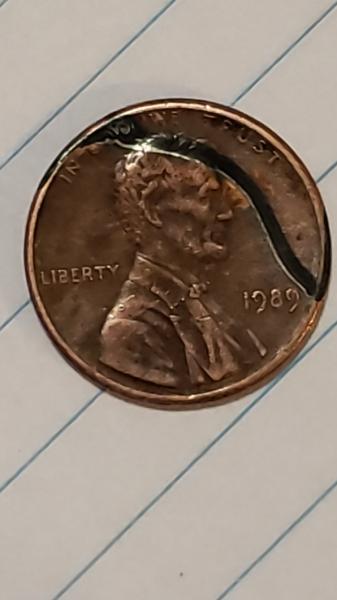 1st coin, 1989 Lincoln penny with error strike…
