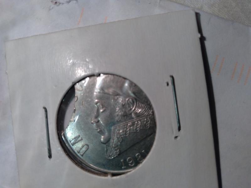 1981 mexican peso with the corner cut off