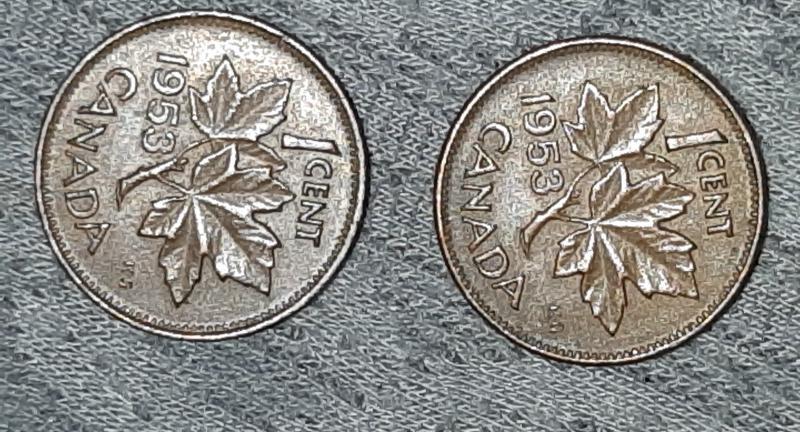 1953 and 1955 both NSF canadian pennies