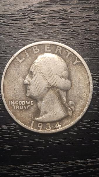 Pure silver 1934 quarter with what i believe&hellip;