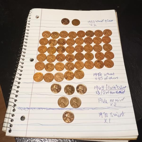 I have 45 -1956 wheat pennies, 3- 1964…
