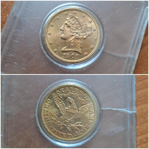 1901 Liberty Head $5 coin