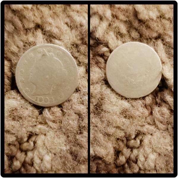 1902 5 cent coin with almost no print on the&hellip;