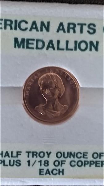 American Arts Medallion Marion Anderson 1/2 oz gold&hellip;