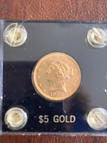 $5 Gold Coin 1903 in sealed case