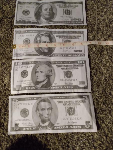 Federal reserve notes, $100, $20, $10, $5. 8…
