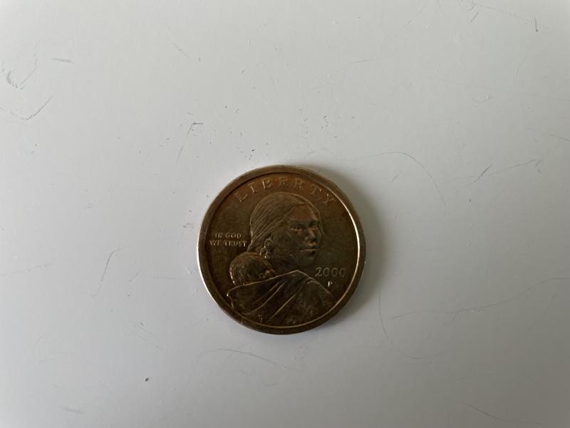 $1.00 US coin with Indian woman and baby on front&hellip;