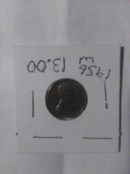 1956 wheat penny no mint mark used