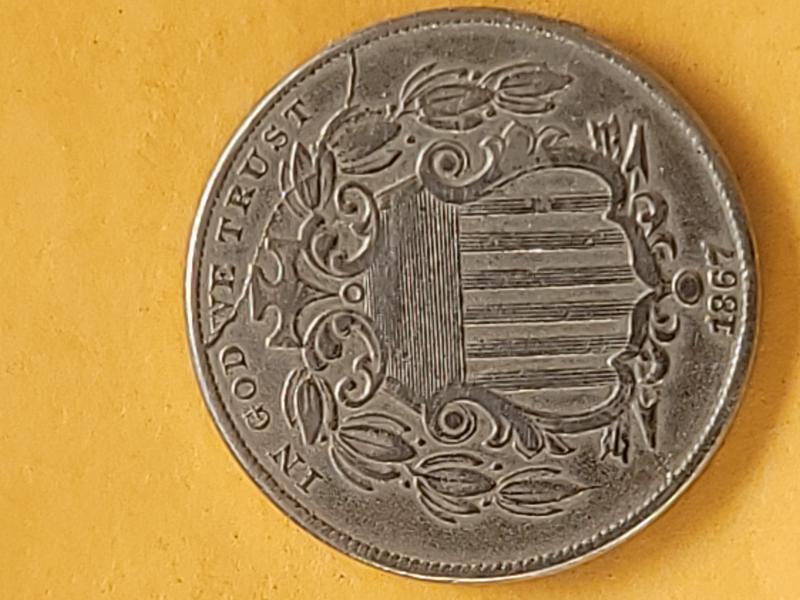 1867 Shield Nickel with Error on reverse side