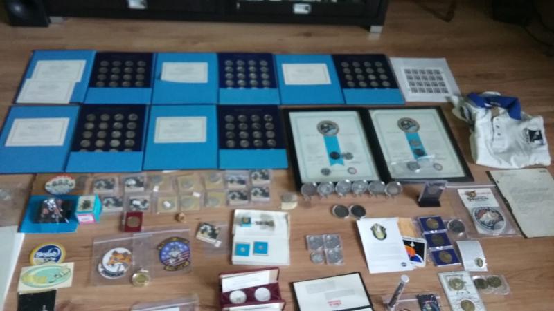 A large collection of space coins