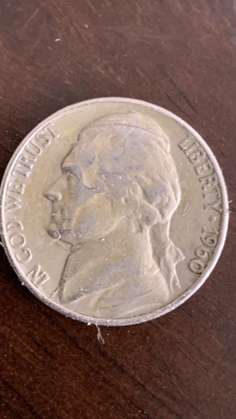 Possible1960 nickel error coin