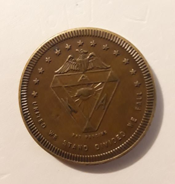 Brass Ku Klux Klan Token = 1.25 inches…
