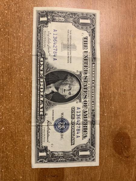 1957 series silver certificate. Blue Seal.
