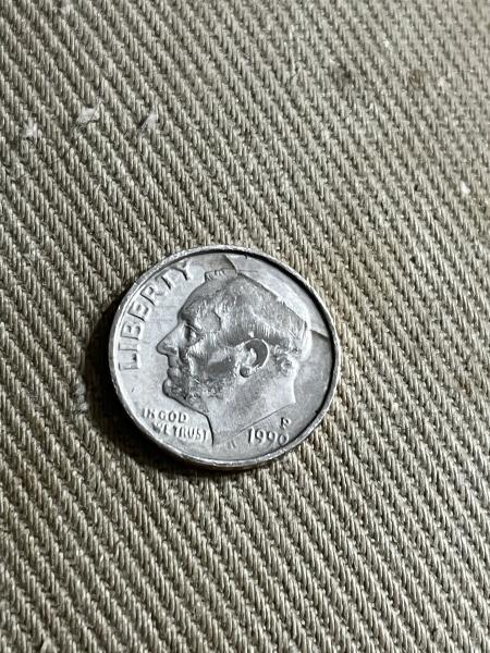 1990 dime, P mint mark, possible penny planchette
