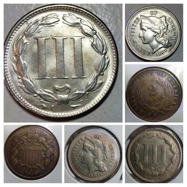 1880 3 cent nickel,1866 2 cent penny,1877 3 cent nickle&hellip;