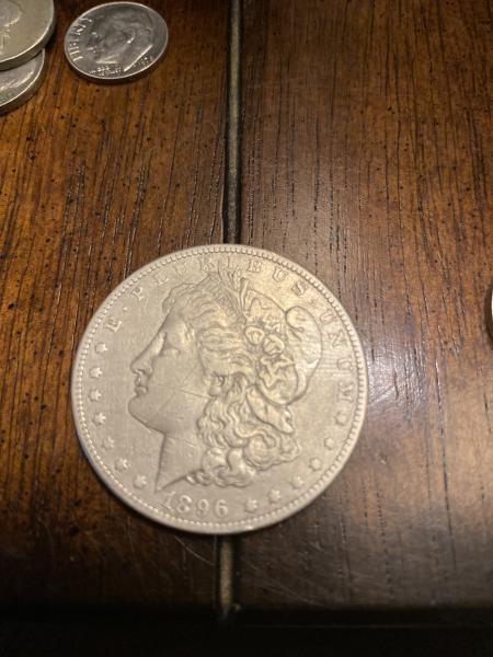 1896 Morgan silver dollar