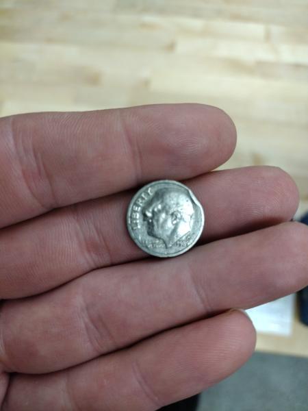 1989p Roosevelt dime with deformity on obverse and&hellip;