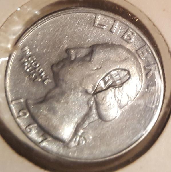 1967 Washington Quarter. "Struck thru an already struck&hellip;