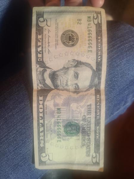 41666666E $5 dollar bill