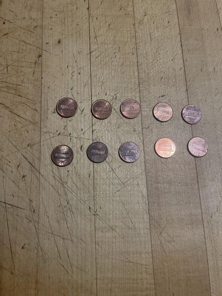 10 1992 pennies with the letters "A" and…